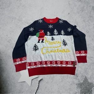 Tipsy Elves Naughty Santa Peeing Merry Christmas Ugly Christmas Sweater Men's XL